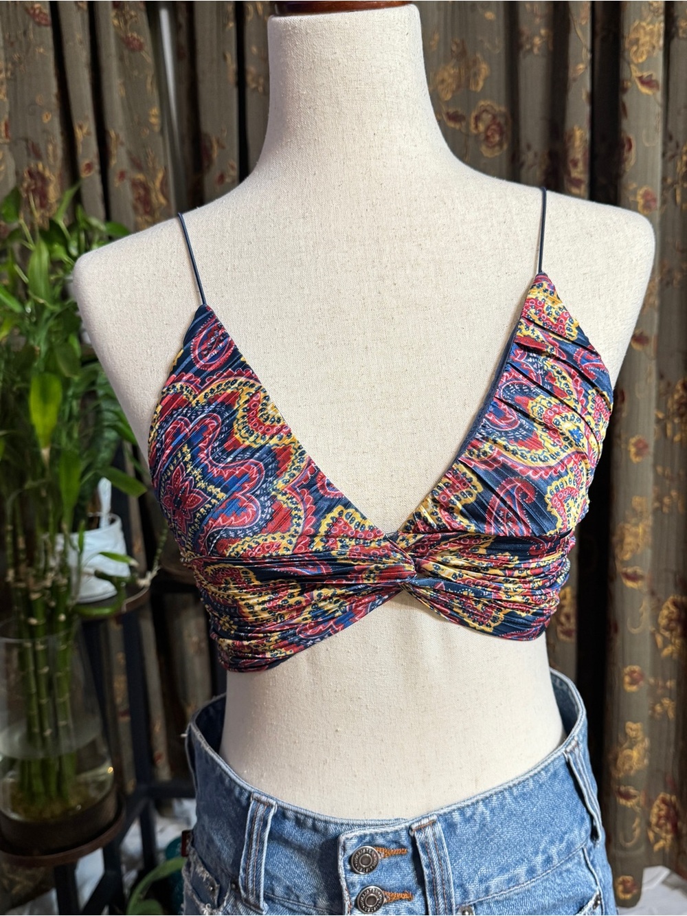 Urban Outfitters Multicolor Paisley Twist-Front Camisole